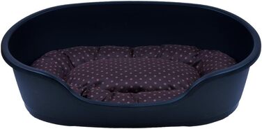 Корзина для собак Adena 58x38 см, антрацитова + подушка з прикрасою у вигляді крапок, коричнева, 58x38x20 см