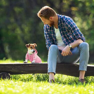 Теплий пуловер для собак на осінь/зиму: флісова куртка для чихуахуа, тедді та інших маленьких та середніх порід. Бавовняний одяг для собак та котів. Рожевий колір.