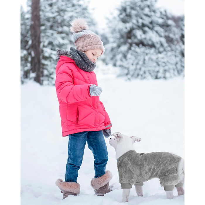 Піжама для собак, теплий зимовий светр з вельвету, для цуценят та маленьких/середніх тварин (собаки, коти), колір зелений (Large, сірий)
