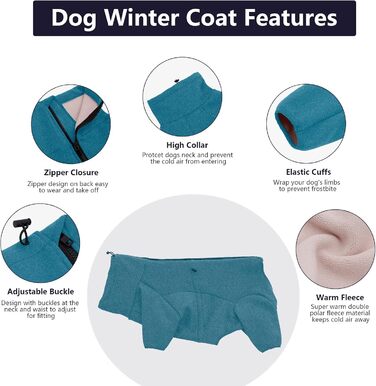Теплий флісовий халат для собак, цільнотілий, з чотирма лапами, з регульованим капюшоном та блискавкою, зимовий одяг, ідеально підходить для собак в приміщенні та на вулиці, для маленьких, середніх та (XXX-Large, сірий)