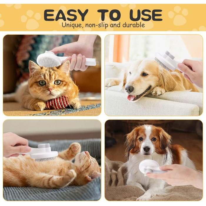 Гребінець для собак і котів, вичісувальна щітка, щітка для видалення шерсті, кнопка очищення одним кліком (сірий)