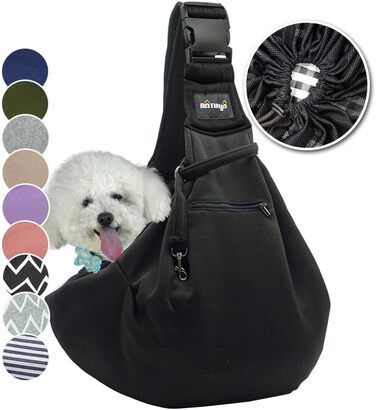 Сумка-переноска для собак NATUYA з сітчастою кишенею. Чорна, розмір Small. Сумка-переноска для собак та котів