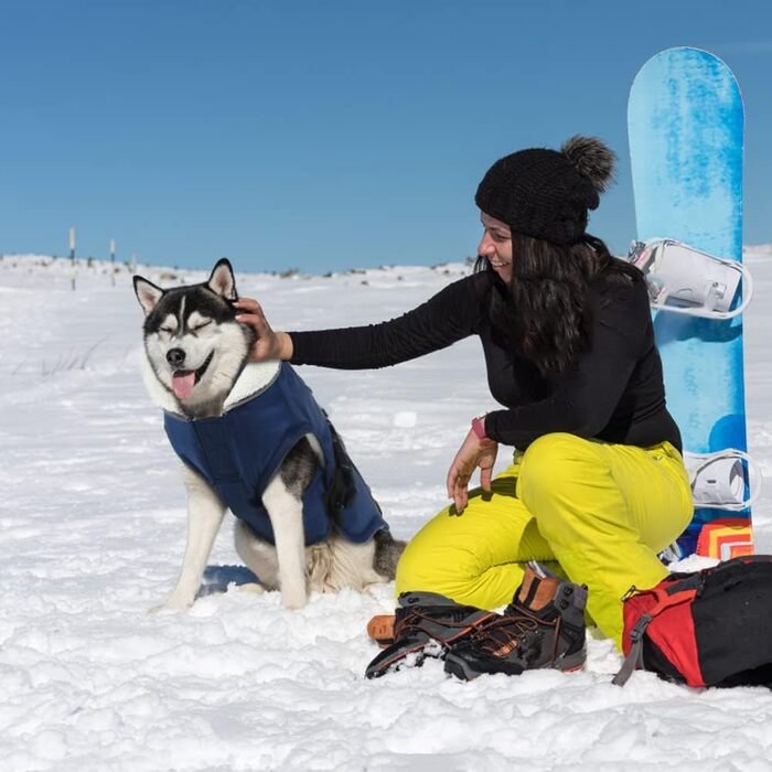 Зимова куртка для собак EMUST, тепла, водонепроникна, з флісовою підкладкою, блакитна, XL X-Large