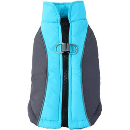 Водонепроникна тепла куртка для собак, відбиваючі елементи, D-Ring, блакитна, розмір M