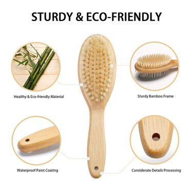 Набір щіток для грумінгу собак та котів (2 шт.) з натуральної щетини дикого кабана, зручна ручка, для довгого та короткого волосся (жовтий/чорний)