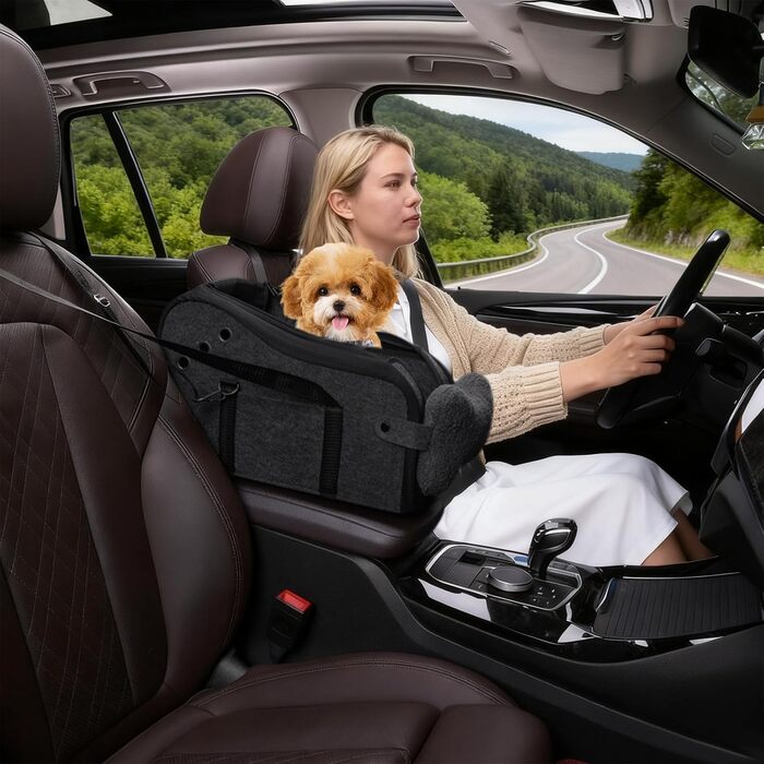 Автомобільний лежак для собак, середньорозмірних та маленьких, з ременями безпеки та регульованою подушкою