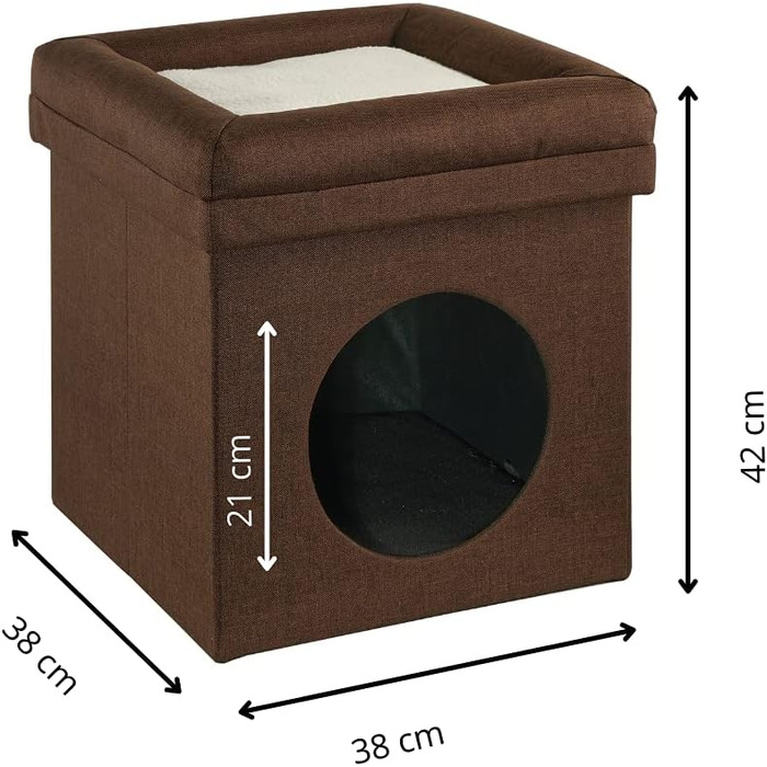 Підстилка для собак та котів Baroni Home, складана, коричнева, 38 x 38 x 42 см