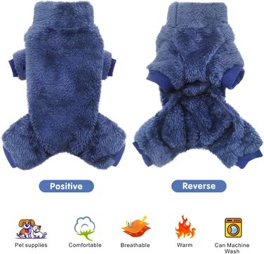 3-Piece Set Плюшеві піжами для собак Idepet, теплий одяг для тварин, костюми для собак та котів, розмір S (Сірий, Синій, Морська хвиля)