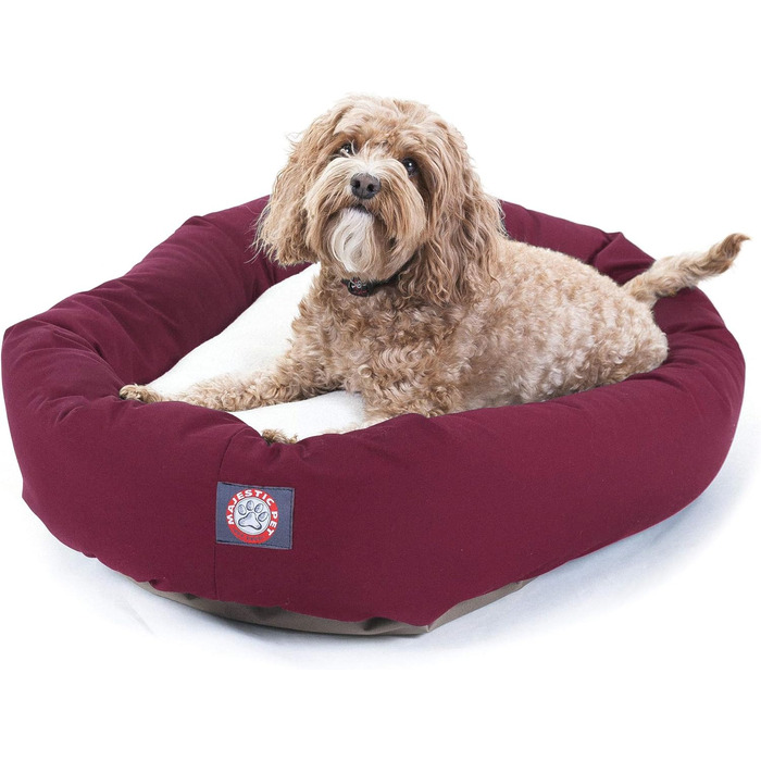 Кругле лежанка для собак Majestic Pet, Sherpa, 61x45x17 см, S, з підтримкою шиї, м'яка, зручна, для дому