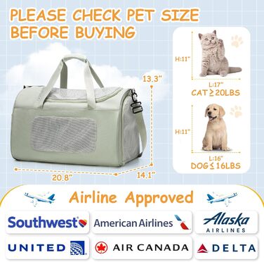 Транспортна переноска для котів та собак великих порід, XL, 53x36x34 см, зелена