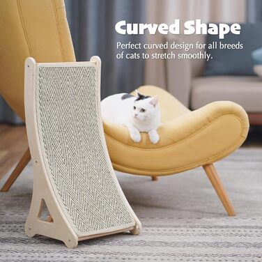 Котячий кігтеточка PETKARAY, L-подібний, з сизалю, з іграшкою мишкою, захист меблів, 25,6 дюймів