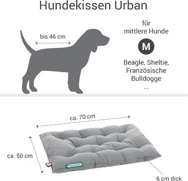 Ортопедичне собаче ліжко Doctor Bark Urban - для середніх собак, 70x50 см, сірий колір, Made in Germany. Можна прати до 95°C, міцне, для дому та вулиці.