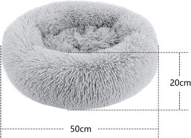 Кругле ліжко для тварин 50 см: м'яке ліжко для собак та котів у формі пончика, світло-сірий колір
