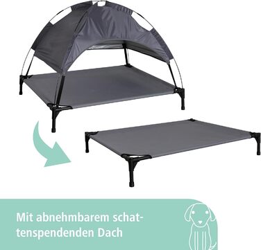 Лежанка для собак Kerbl Vacation Top, сіра, 105x86x75 см, знімний дах, зносостійка, для собак