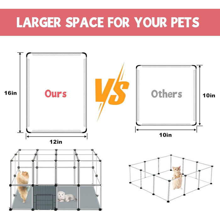 Клітка-загон для дрібних тварин, прозора, з водонепроникним килимком, пластиковий корпус. Підходить для цуценят, кроликів, хом'яків, єжиків, хорек. Для дому.