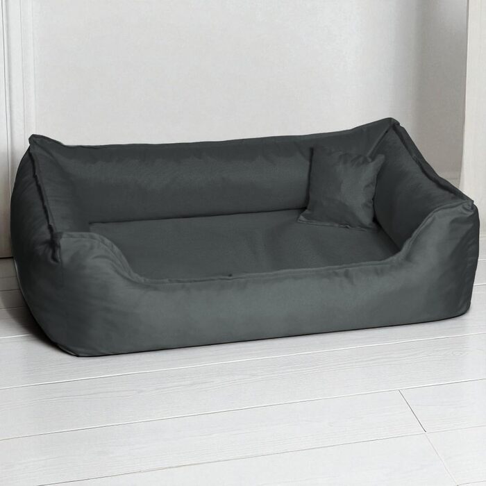 Ортопедичне ліжко для собак Tierlando® Donald, прямокутне, з матрацом з віскоеластичної піни, міцний оксфордський поліестер, антиковзаюча підкладка, 100x75 см, графіт