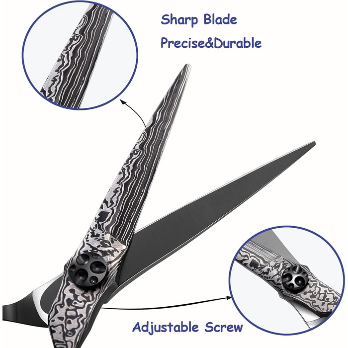 Професійна перукарська ножиця PURPLEBIRD 6 дюймів для стрижки та проріджування волосся. Японська сталь 440C, для жінок та чоловіків. Пряма ножиця