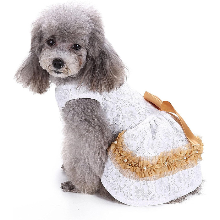 Сукня для собак LifeWheel: елегантний наряд для маленьких та середніх собак, цуценят. Сукня принцеси з мереживом, тепла, для святкування (Halloween, Різдво, весілля) - білий колір.