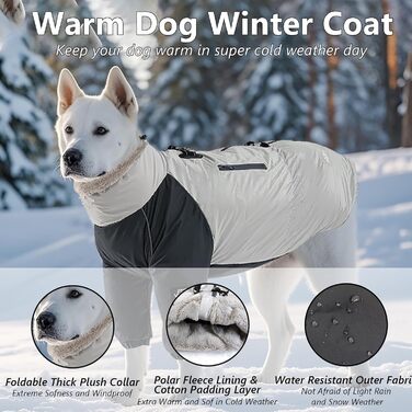 Водонепроникний та вітронепроникний теплий зимовий одяг для собак середніх та великих порід. Куртка для собак, спортивна жилетка для собак, теплий костюм для собак з кріпленням для шлейки та кишенею. Підходить для прогулянок, походів та подорожей. Сірий к