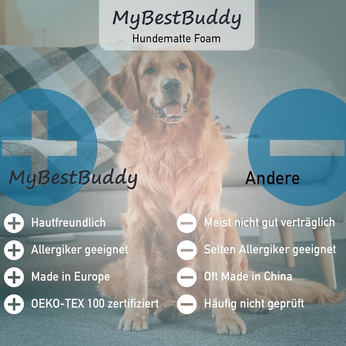 MyBestBuddy ортопедична подушка для собак, преміум, 8 см пінний наповнювач, сіра, 80x60 см, знімний тканинний чохол, прати при 40°C, гіпоалергенна, лежак для середніх собак