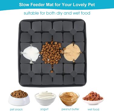 Килимок для собак VOOWO, силіконовий килимок-нюхалка для собак, миска-лежанка Slow Feeder з присосками для малих, середніх та великих собак (Сірий, маленький)