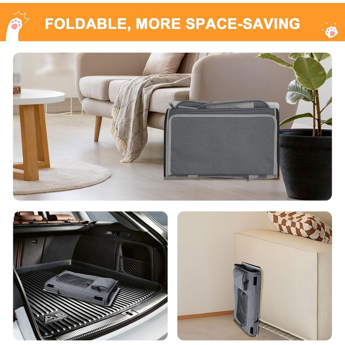 Транспортна сумка для кота та собаки Qoosea, складана переноска для домашніх тварин з регульованим плечовим ременем, сітчаста переноска для котів та собак малого та середнього розміру, сіра