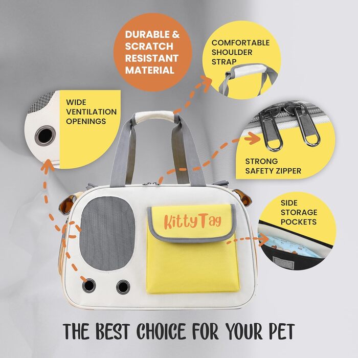 Сумка-переноска для тварин, цуценят, маленьких собак, котів, водонепроникна, преміум-шкіра PU, для прогулянок, подорожей, активного відпочинку, шопінгу (Жовта)