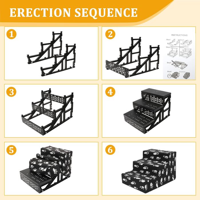 Сходинки для собак на 3 щабели, 30 см, знімний чохол, неслизькі. Підходять для собак та котів, маленьких та середніх порід.