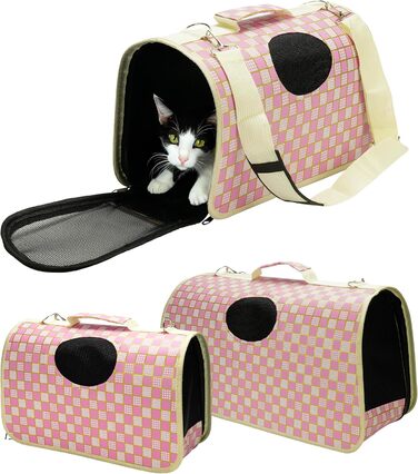 Транспортна сумка для кота та собаки Belle Vous (3 шт., рожева) - схвалена авіакомпаніями, м'яка, складна