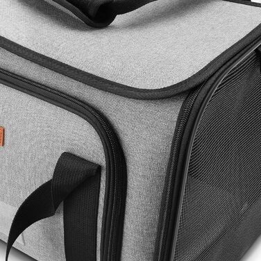 Сумка-переноска для собак та котів YOOFAN, сіра. Знімна підстилка, миска для корму, підходить для перевезень літаком