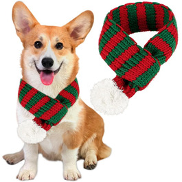 Шарф для кота та собаки на Новий Рік, костюм, червоний, для прикрашання, одяг для домашніх тварин, костюм на Новий Рік, червоно-зелений, середній, розмір M