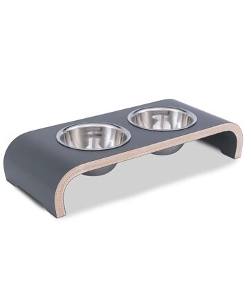 Набір для годування котів MilaCasa Katzennapf - 2 миски, піднята платформа, подвійний набір - годівниця для котів, миска для води (сірий)