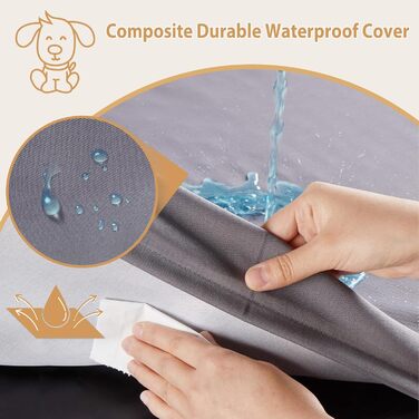 Зручне ортопедичне ліжко для собак великих та середніх порід, вологостійке, знімний чохол, сірий колір (36x27x3 дюйми)