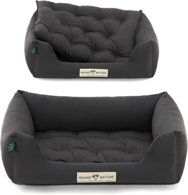 Ортопедичне ліжко для собак HOUND & NATURE Zermatt, корзина для собак середніх порід з високим бортиком, м'яке собаче ліжко з подушкою, яку можна прати (M - 95x70 см, S | 75x60 см, сірий)
