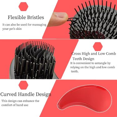 Щітка для собак у вигляді коми, підходить для Йоркширського тер'єра, Ши-тцу, Мальтезе, Мальтіпу, Померанського - м'які щетинки для легкого видалення шерсті, аксесуар для цуценят (Рожеве золото) (Рожевий)