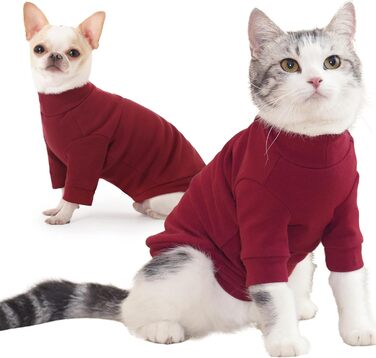 Пуловер для безшерстних котів Sphynx, теплий, червоний, XL. Костюм для кота, теплий пуловер, костюм на Новий Рік.