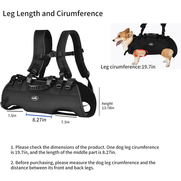 Сумка-переноска та повідковий ремінь для собак, Wakytu, для маленьких собак (4-8 кг), чорний, регульовані, дихаючі ремені