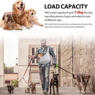 Сумка-переноска для собак, регульований плечовий ремінь, переноска для домашніх тварин, для маленьких собак та котів, для прогулянок, вантажопідйомність до 7.5 кг (Сіра)