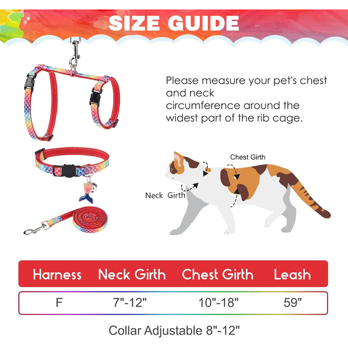 Шлейка для кота PAWCHIE з повідком та ошийником, анти-вислизаюча, регульована, світиться в темряві, для кошенят, для прогулянок на вулиці (різні кольори, Small)