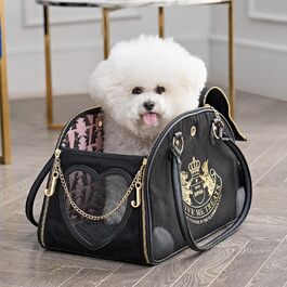 Сумка-переноска для тварин Juicy Couture, стильна чорна дорожня сумка для маленьких собак і котів