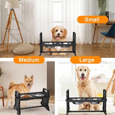 Підвищена годівниця для собак Felenny, регульована висота, 4 рівні, без розливання, повільний диспенсер води для собак та котів