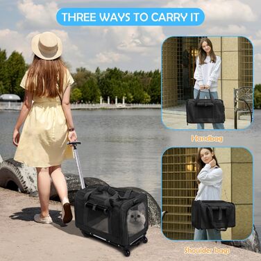 Переноска для тварин ALLSOPETS з колесами для котів та собак, сіра, для подорожей літаком