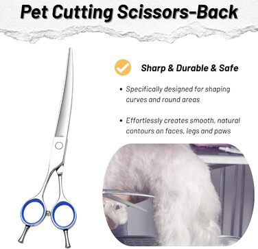 Професійна ножиця для грумінгу собак та котів, 7 дюймів, 30° нахил, сталь VG10, безпечна тупа накінечник