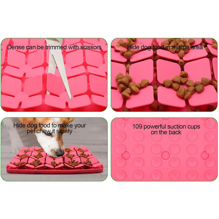 Килимок-лизалка для собак Katzenschlamm з присосками, лінза, зменшує нудьгу, для ласощів та корму, фіолетовий (червоний)