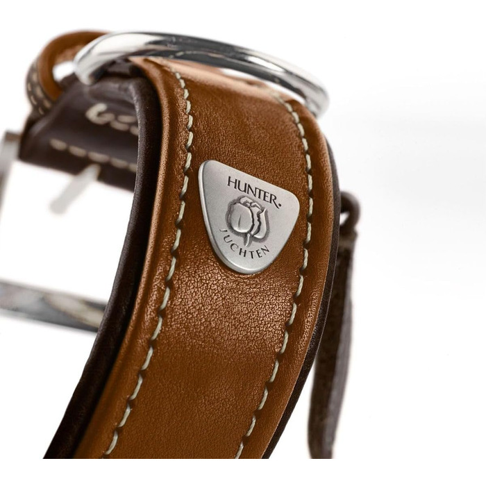 Нашийник для собак Hunter Tara, шкіряний, юхт-шкіра, міцний, стійкий до погодних умов, розмір M (55 см), колір коньяк/темно-коричневий