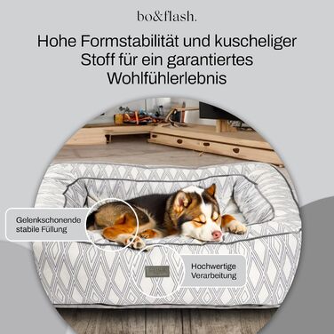 Зручне собаче ліжко bo&flash Boise 'Roy' - диван для собак маленьких та великих порід, з дизайном, що можна прати, з антиковзким покриттям, для захисту суглобів (M, Ruby)