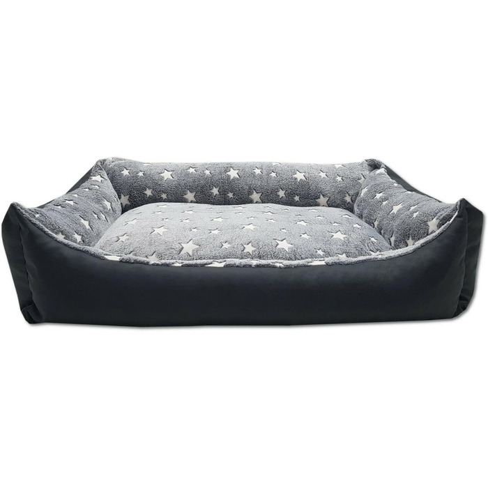 Ліжко для собак Odolplusz з двостороннім подушкою 100x70 см | Зручне собаче ліжко | Подушка з гіпоалергенного поліуретану (Сірий - Зірки)