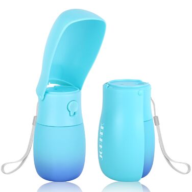 Портативна пляшка для води для собак та котів JOPHEK 300 мл з фільтром з активованого вугілля, блакитна