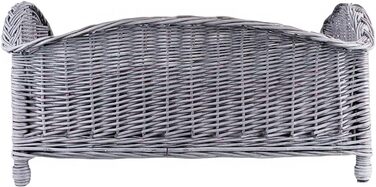 Корзина для тварин з лози: ліжко для собак та котів з м'яким подушком (64x42x35 см)