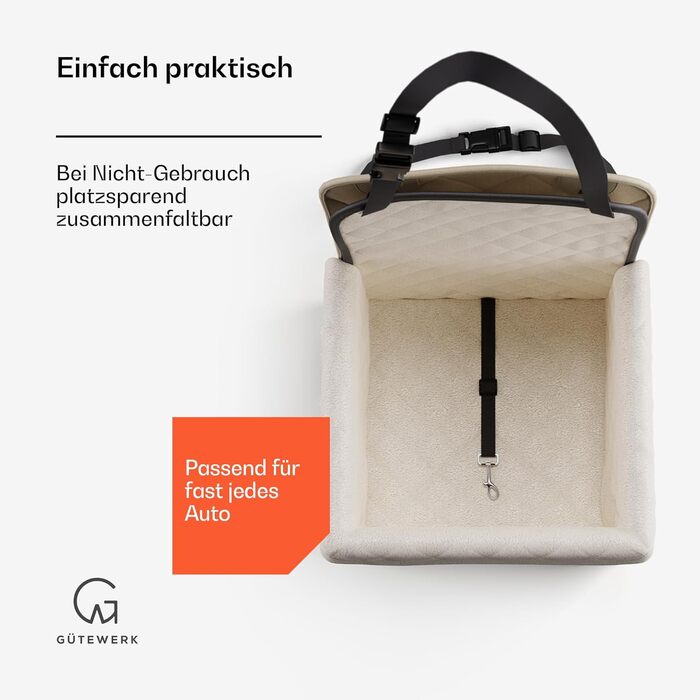 Автокрісло для собак Gütewerk: середні та малі породи, з безпечною лінією, стабільне та складне